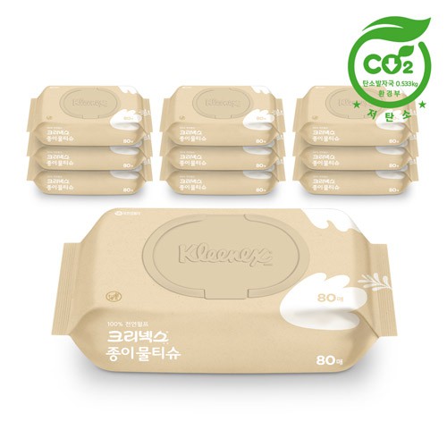 크리넥스 종이 물티슈 80매 X 10